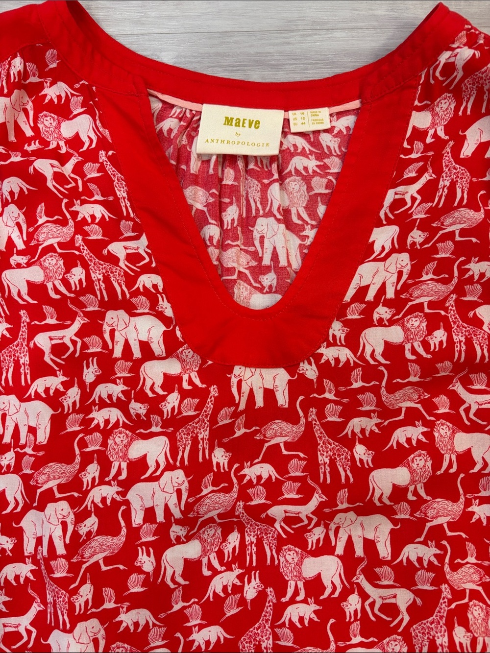 Maeve by Anthropologie Red and White Elephant Print Tank Top size 12 - Picture 7 of 8